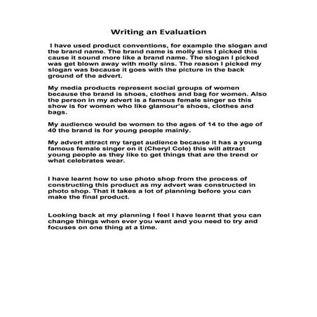 My writing an evaluation | PDF