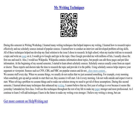 My Writing Techniques