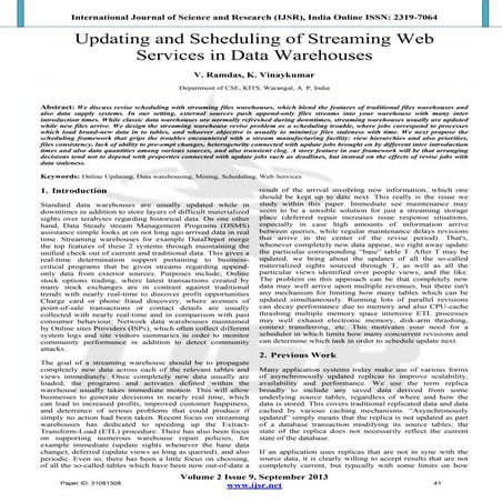 Updating and Scheduling of Streaming Web Services in Data Warehouses