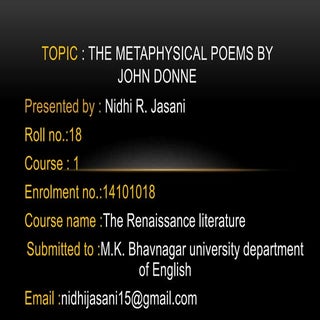 The Metaphysical Poems