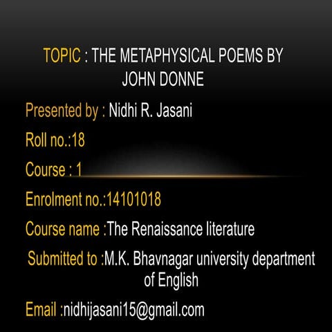 The Metaphysical Poems