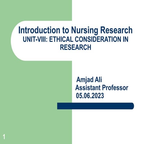 Nursing Research Ethical Consideration in research
