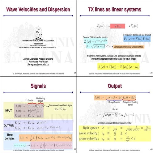 Wave Velocities and Dispersion in Transmission Lines and Waveguides ...