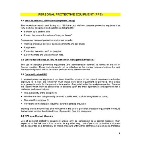 Personal Protective Equipment | PPEs