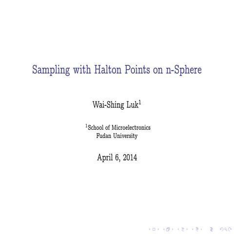 Sampling with Halton Points on n-Sphere