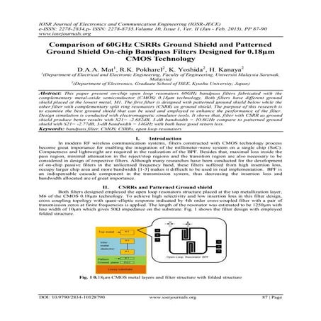Comparison of 60GHz CSRRs Ground Shield and Patterned Ground Shield On-chip B...
