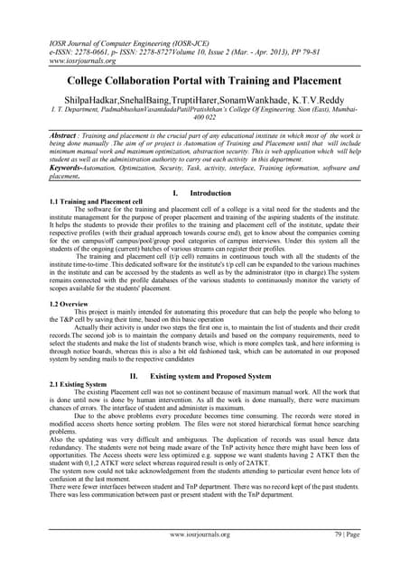 College Collaboration Portal with Training and Placement