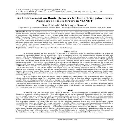 An Improvement on Route Recovery by Using Triangular Fuzzy Numbers on Route E...