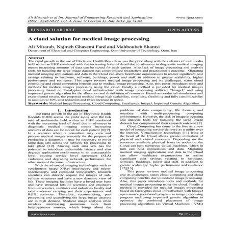 A cloud solution for medical image processing