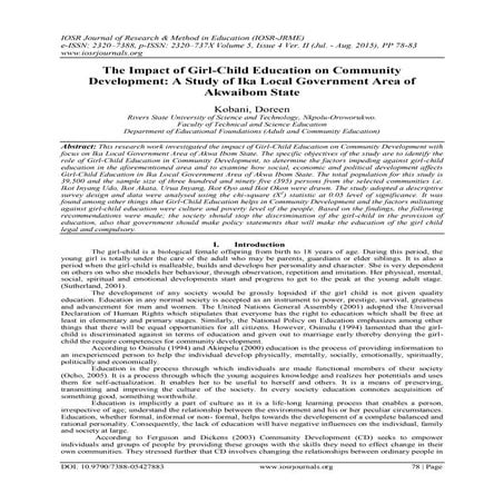 The Impact of Girl-Child Education on Community Development: A Study of Ika L...