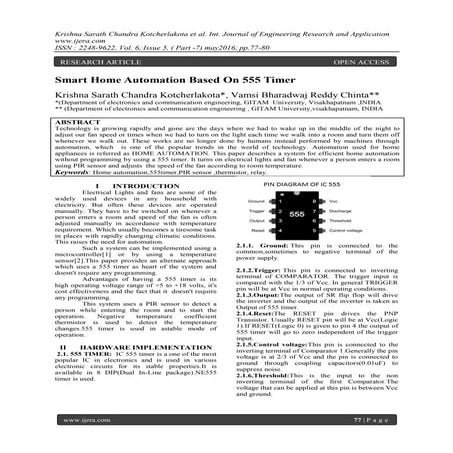 Smart Home Automation Based On 555 Timer | PDF