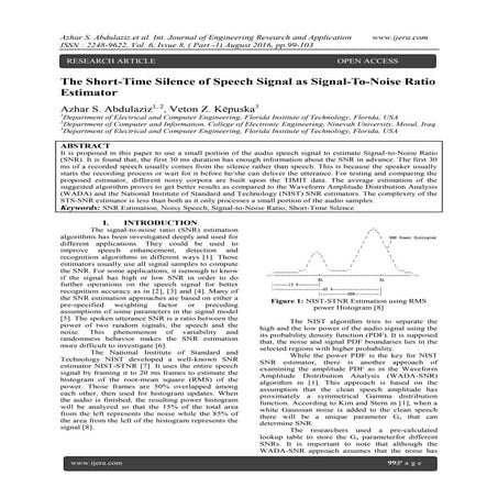 The Short-Time Silence of Speech Signal as Signal-To-Noise Ratio Estimator