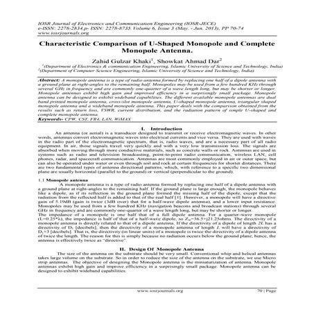 Characteristic Comparison of U-Shaped Monopole and Complete Monopole Antenna.