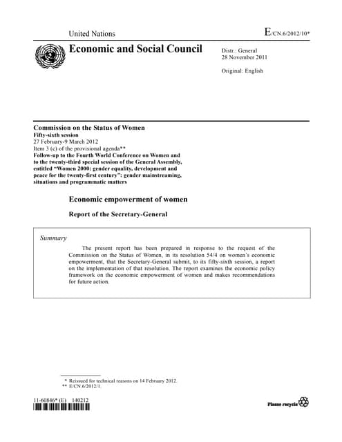 Commission on the Status of Women Fifty-sixth session 27 February-9 March 2012