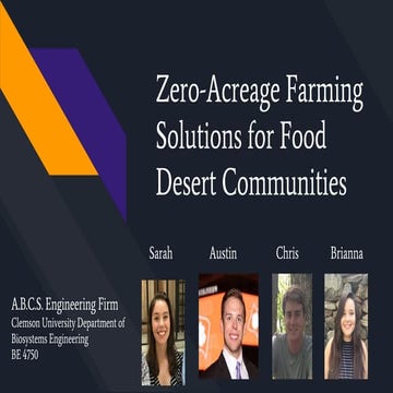 Zero Acerage Farming Solution for Food Desert Communities
