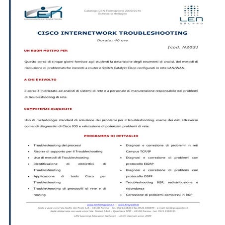 Cisco internetwork troubleshooting - Scheda corso LEN
