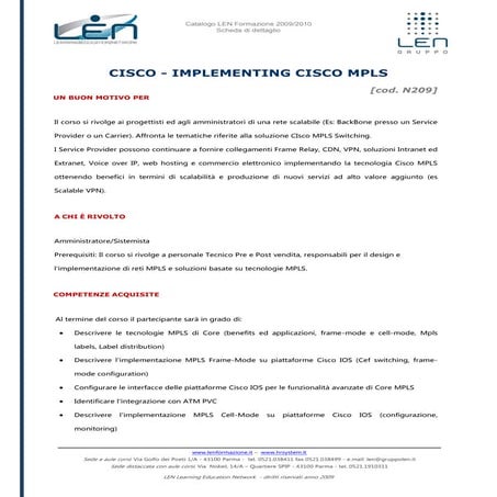 Cisco implementing cisco mpls - Scheda corso LEN
