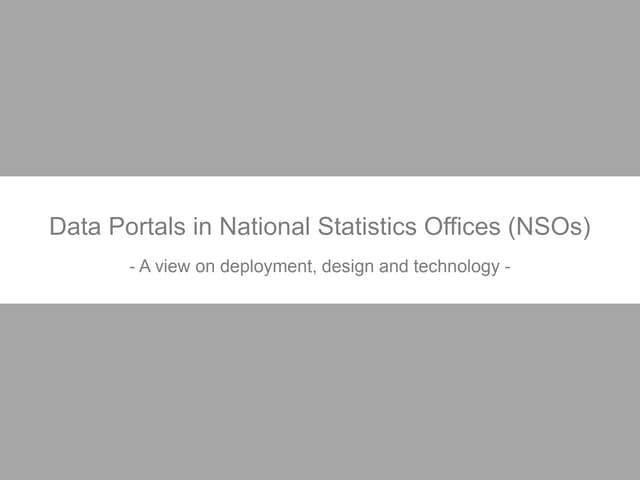 Data Portals in National Statistics Offices: Case of Developing Countries