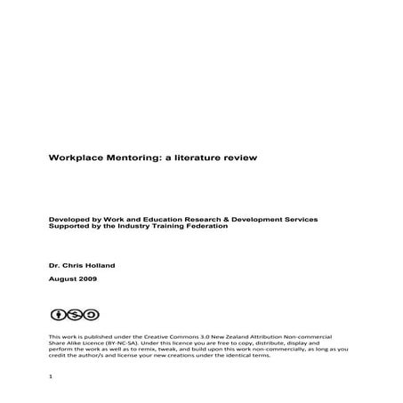 Workplace Mentoring: a literature review (2009)