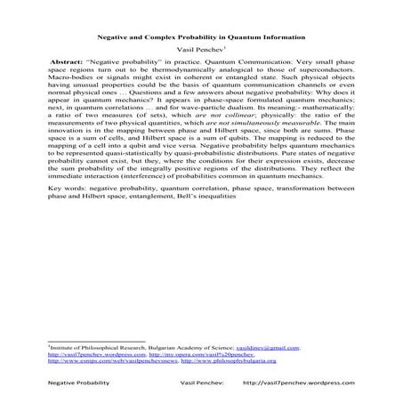 Negative and Complex Probability in Quantum Information
