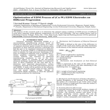 Optimization of EDM Process of (Cu-W) EDM Electrodes on Different Progression