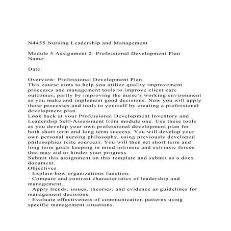 N4455 Nursing Leadership and ManagementModule 5 Assignment.docx