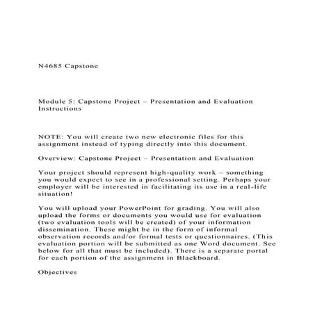 N4685 CapstoneModule 5 Capstone Project – Present.docx