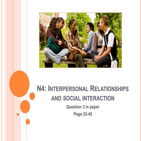 N4 Communication - Interpersonal relationships and social interaction. A modu...