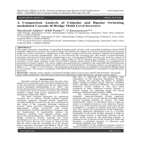 A Comparison Analysis of Unipolar and Bipolar Switching modulated Cascade H-B...