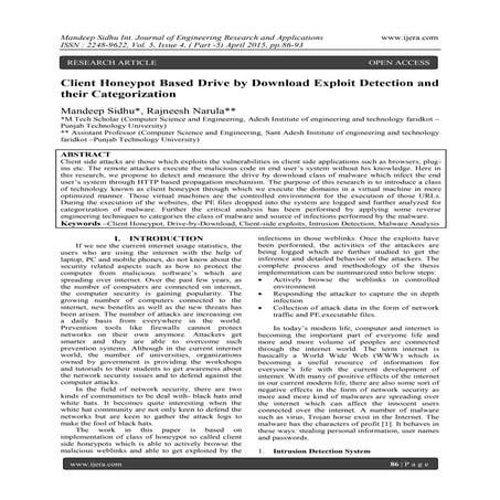Client Honeypot Based Drive by Download Exploit Detection and their Categoriz...