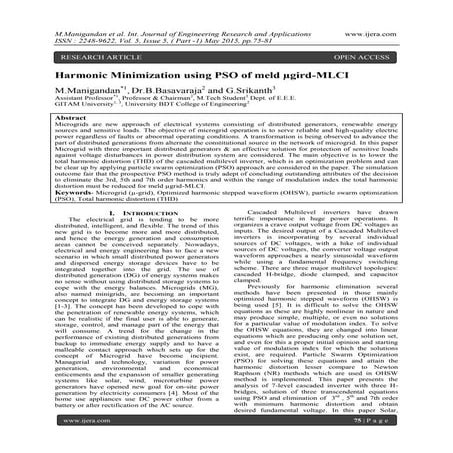 Harmonic Minimization using PSO of meld μgird-MLCI
