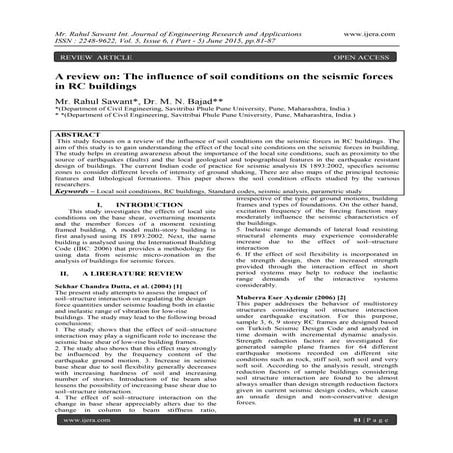 A review on: The influence of soil conditions on the seismic forces in RC bui...