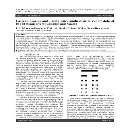Cascade process and Pareto rule: application to runoff data of two Mexican ri...