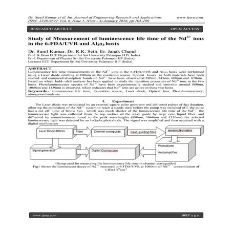 Study of Measurement of luminescence life time of the Nd3+ ions in the 6-FDA/...