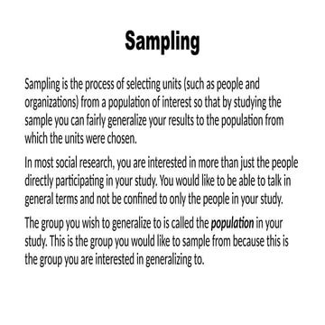 Biostatistics/ epidemiology in nursing sampling