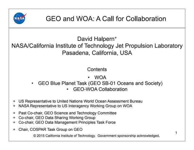 C0.6: GEO and WOA: A Call for Colla...