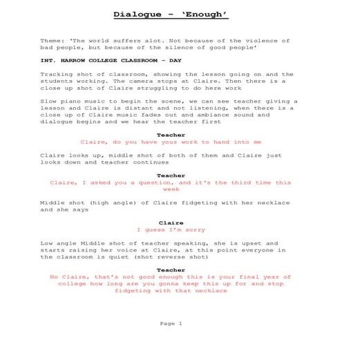 Script with dialogue