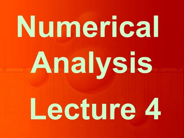 Numerical Analysis (Solution of Non-Linear Equations)