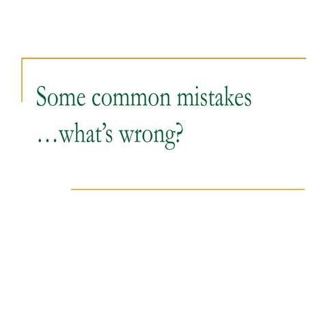 Common Mistakes