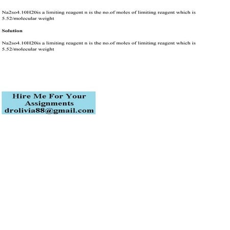 Na2so4.10H20is a limiting reagent n is the no.of moles of limiting r.pdf