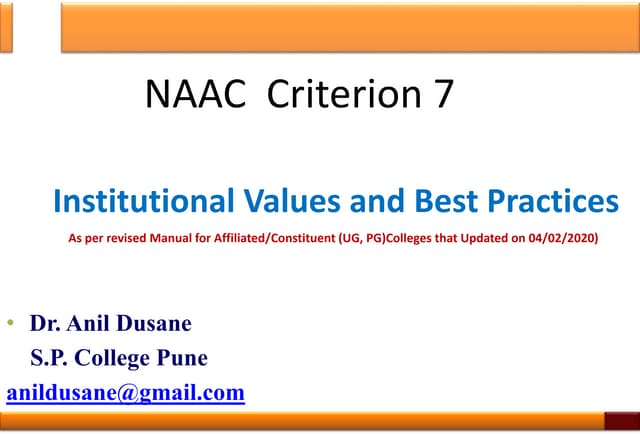 NAAC Criterion VII