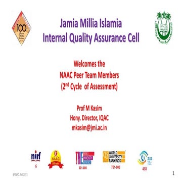 IQAC NAAC Presentation - Jamia Millia Islamia 2021