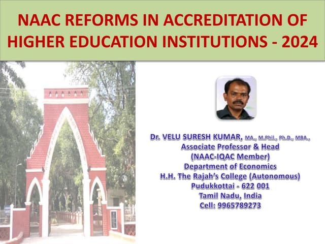NAAC REFORMS IN ACCREDITATION  2024