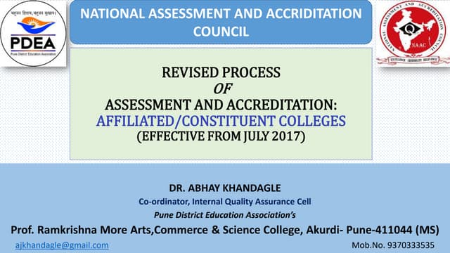 ASSESSMENT AND ACCREDITATION:REVISED PROCESS -AFFILIATED/CONSTITUENT COLLEGES