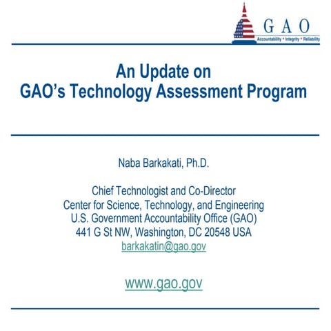 Naba barkakati, gao   technology assessment,  dupont summit dec7, 2012