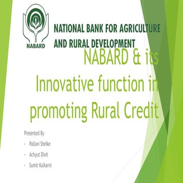 Nabard &amp; its innovative function in promoting rural