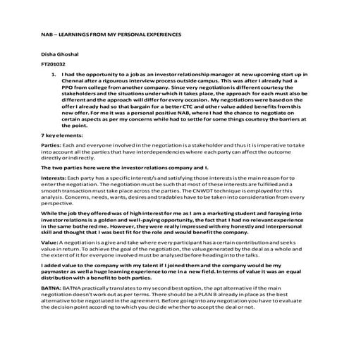 NAB – LEARNINGS FROM MY PERSONAL EXPERIENCES