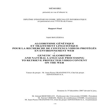 Nabil bouzerna - Mémoire d'ingénieur / Master Thesis ENSIIE - ADVESTIGO - 2007  