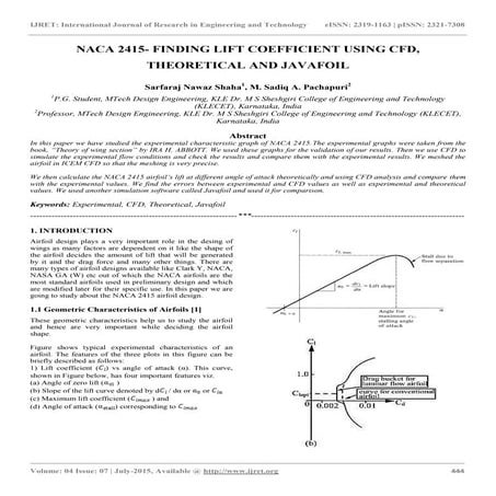Naca 2415  finding lift coefficient using cfd, theoretical and javafoil