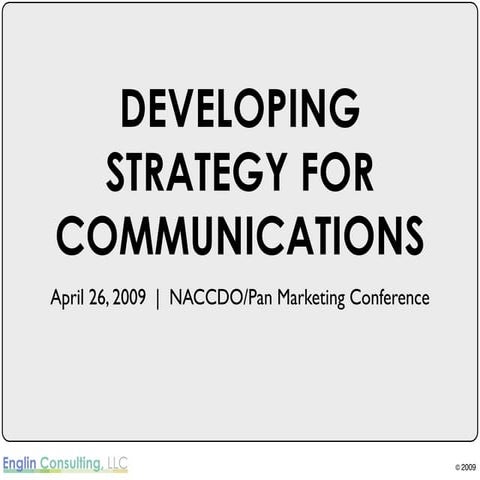 Presentation on Strategy to the NACCDO/PAN Conference